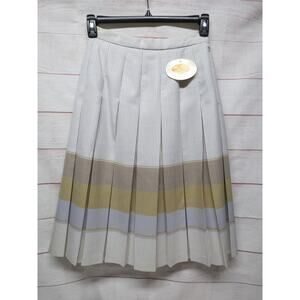 Vtg Edinburgh Woollen Mill Pleated Skirt Striped Sz 14 w/Tag Great Britain Wool